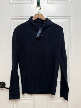 Abercrombie & Fitch Men's Navy Shawl-Collar Turtleneck Sweater